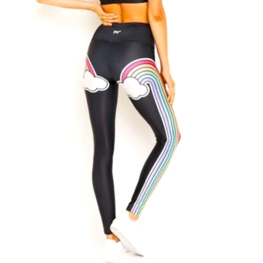 Goldsheep Rainbow/Black leggings Size L
